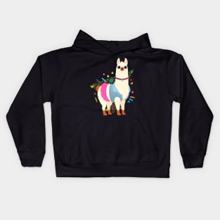 Cool Retro 80_s 90_s Llama Alpaca Kids Hoodie